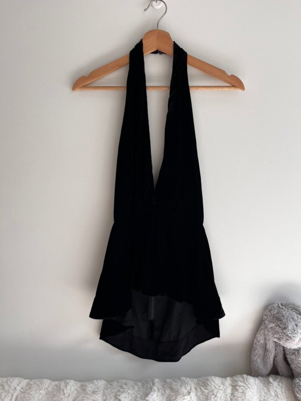 Free People velvet black halter top XS